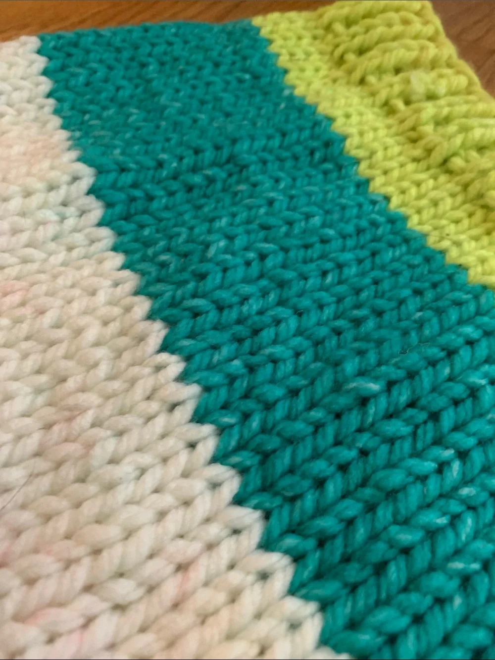Striped Hand Knit Neck Warmer - Pink, White, Teal & Lime